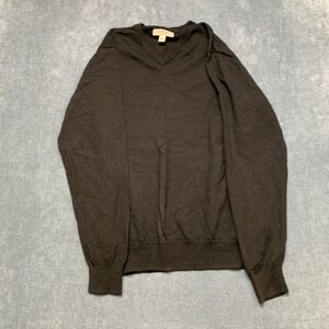 Goodthreads Merino Wool Sweater Mens Large Black Knit V-Neck Classic Fit Winter